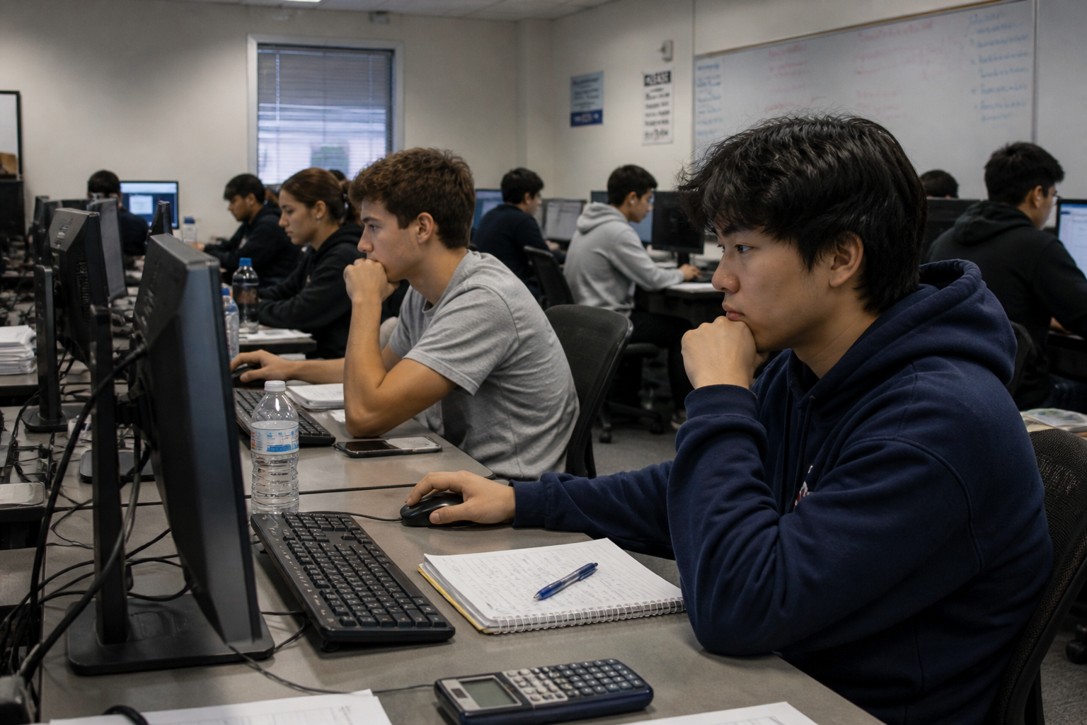 Students using computers in an academic lab