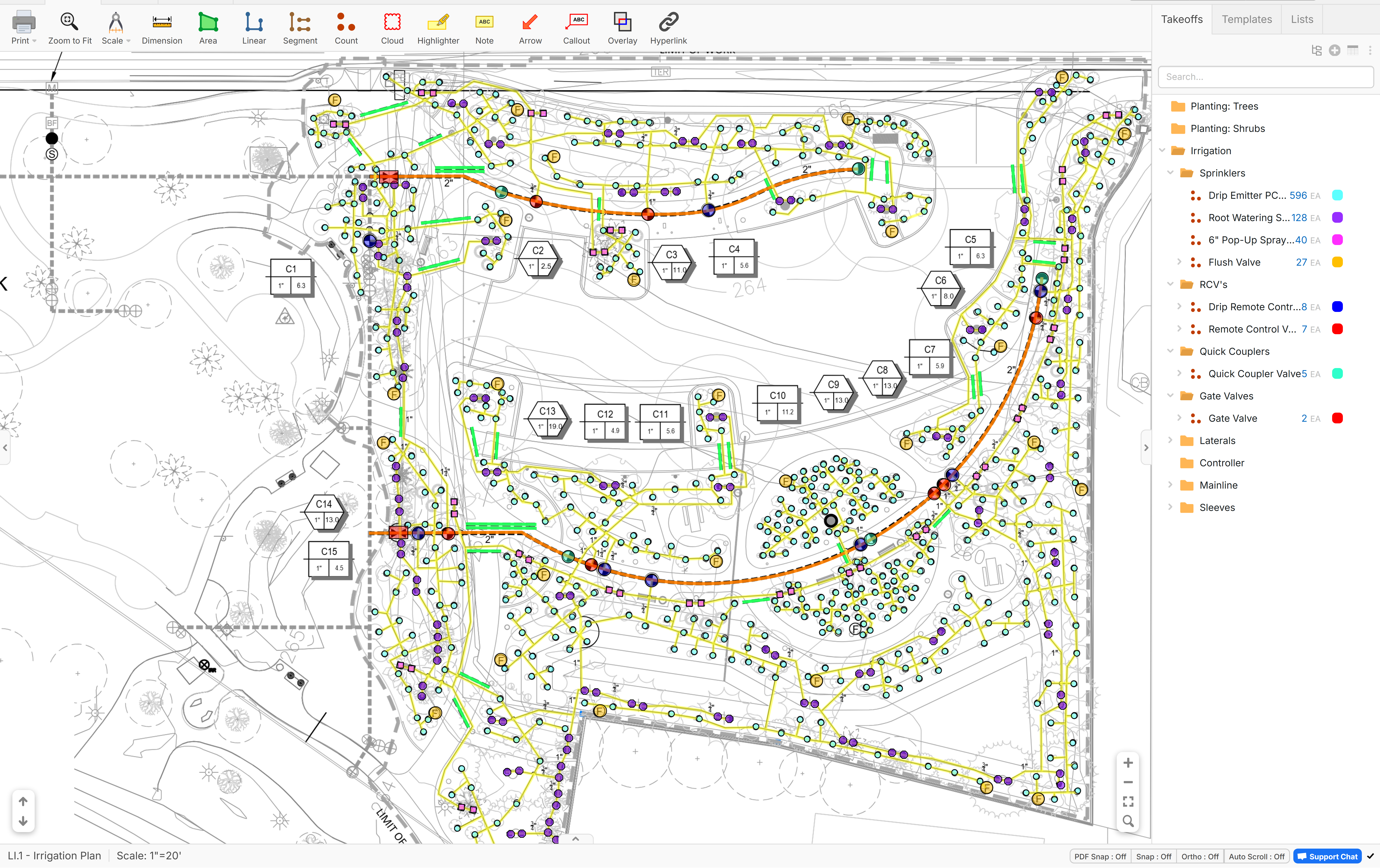 Landscape Landscape takeoff tree organized by scope of work placeholder