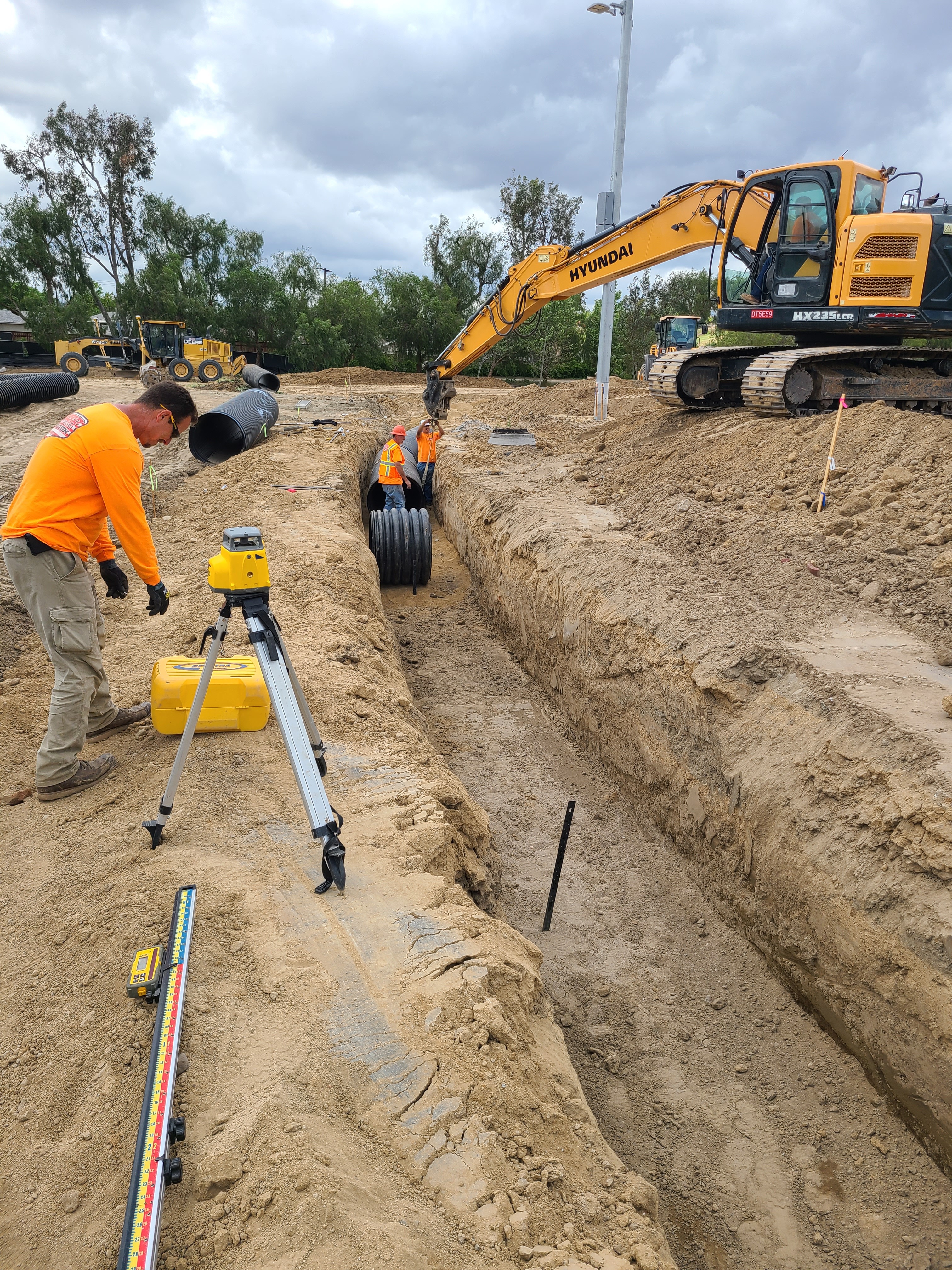 Irrigation and utility work in a landscaped area