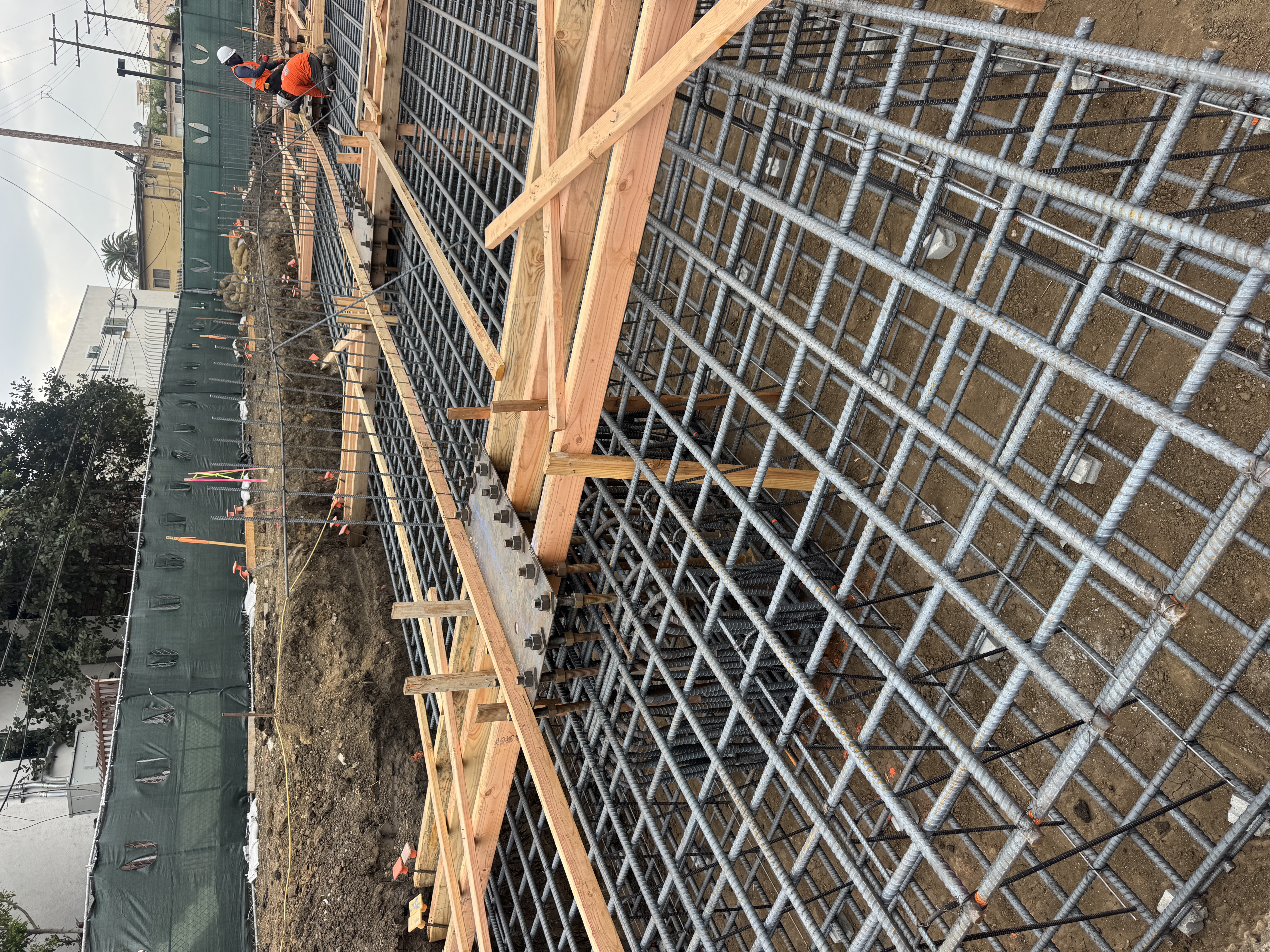 Steel rebar grid and structural reinforcement in place